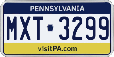 PA license plate MXT3299
