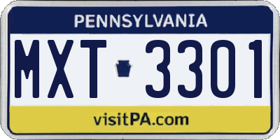 PA license plate MXT3301