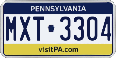 PA license plate MXT3304