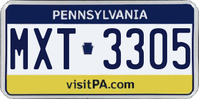 PA license plate MXT3305