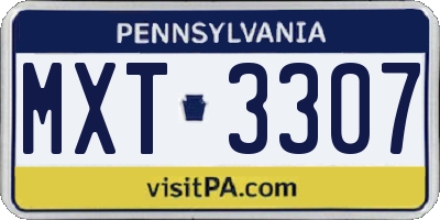 PA license plate MXT3307