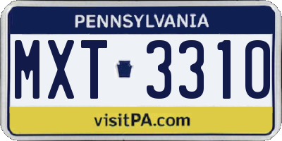 PA license plate MXT3310