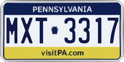 PA license plate MXT3317