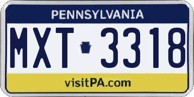 PA license plate MXT3318