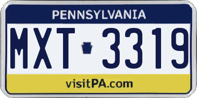 PA license plate MXT3319