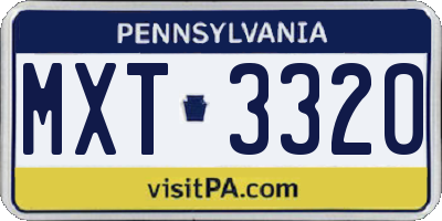 PA license plate MXT3320