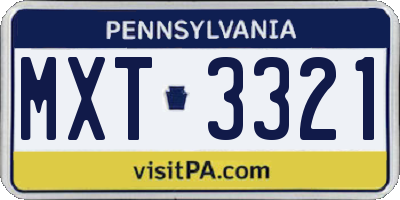 PA license plate MXT3321