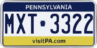 PA license plate MXT3322