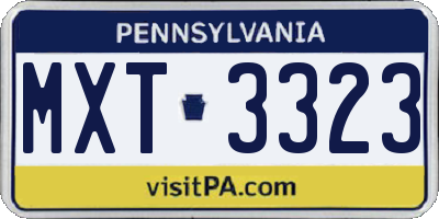PA license plate MXT3323