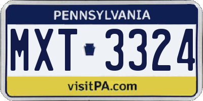 PA license plate MXT3324