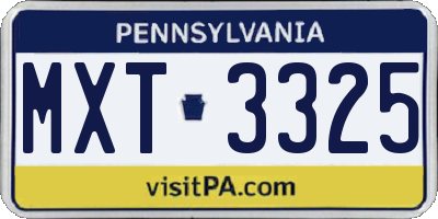 PA license plate MXT3325
