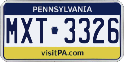 PA license plate MXT3326