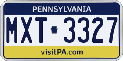 PA license plate MXT3327