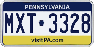 PA license plate MXT3328