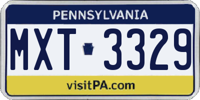 PA license plate MXT3329