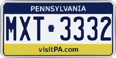 PA license plate MXT3332