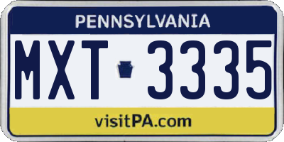 PA license plate MXT3335