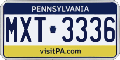 PA license plate MXT3336