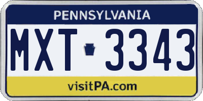 PA license plate MXT3343