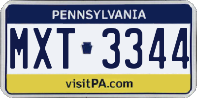 PA license plate MXT3344