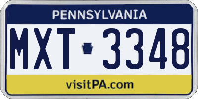 PA license plate MXT3348