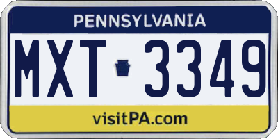 PA license plate MXT3349