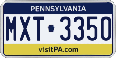 PA license plate MXT3350