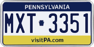 PA license plate MXT3351