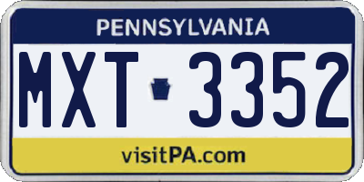 PA license plate MXT3352