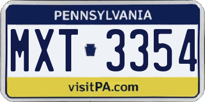 PA license plate MXT3354