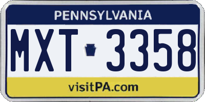 PA license plate MXT3358