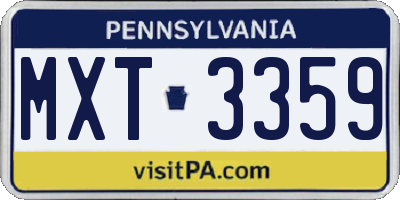 PA license plate MXT3359