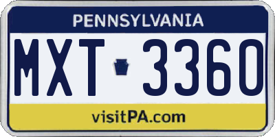 PA license plate MXT3360