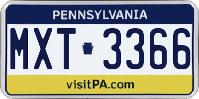 PA license plate MXT3366