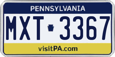 PA license plate MXT3367