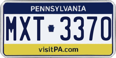 PA license plate MXT3370