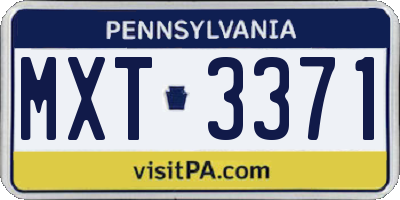 PA license plate MXT3371