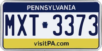 PA license plate MXT3373