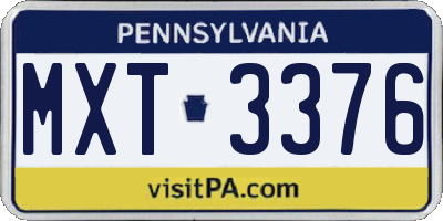 PA license plate MXT3376