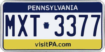 PA license plate MXT3377