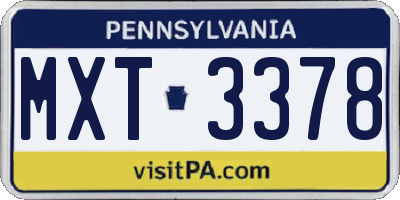 PA license plate MXT3378