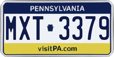 PA license plate MXT3379