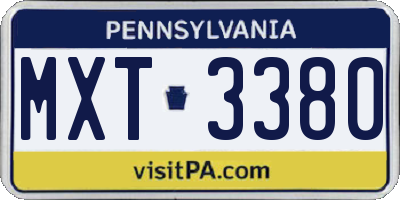 PA license plate MXT3380