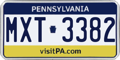 PA license plate MXT3382