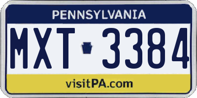 PA license plate MXT3384