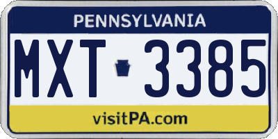 PA license plate MXT3385