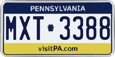PA license plate MXT3388