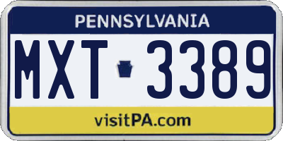 PA license plate MXT3389