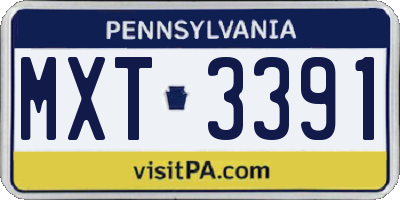 PA license plate MXT3391