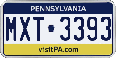 PA license plate MXT3393